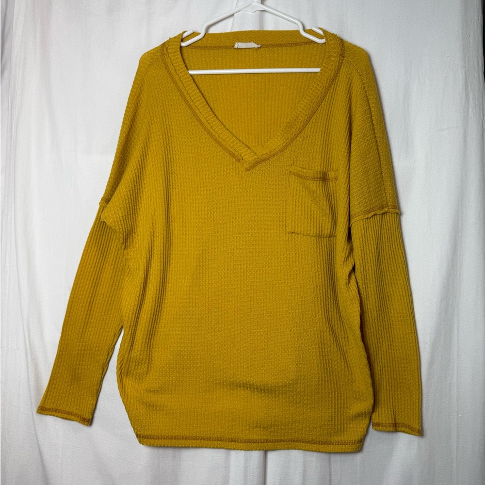 Reb.in J. Mustard V-Neck Women's Sweater Size 1xl